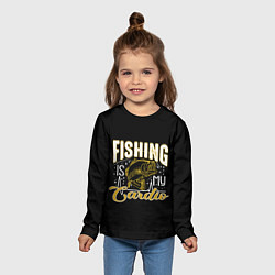Лонгслив детский Fishing is my Cardio, цвет: 3D-принт — фото 2