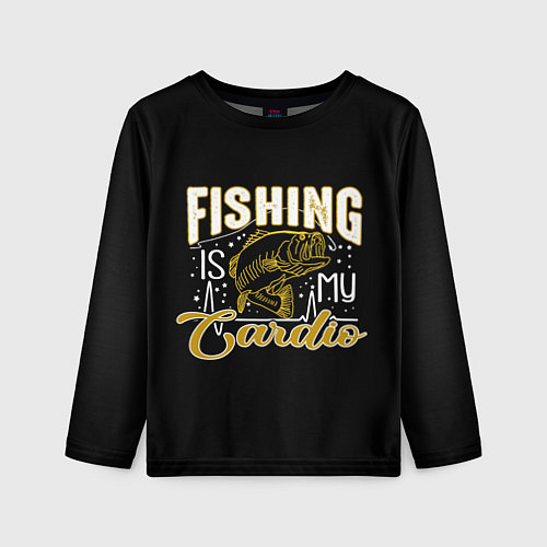 Детский лонгслив Fishing is my Cardio / 3D-принт – фото 1