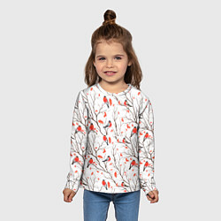 Лонгслив детский Снегири в зимнем лесу, цвет: 3D-принт — фото 2
