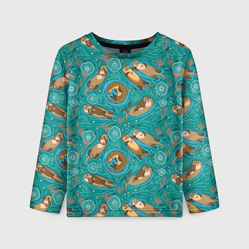 Детский лонгслив Весёлые выдры - семейство / 3D-принт – фото 1