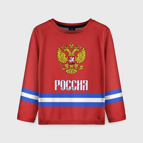 Детский лонгслив Хоккей: Россия / 3D-принт – фото 1