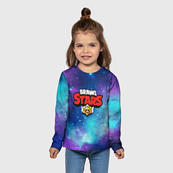 Лонгслив детский BRAWL STARS лого в космосе, цвет: 3D-принт — фото 2