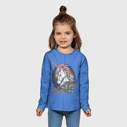 Лонгслив детский Единорог Rock, цвет: 3D-принт — фото 2