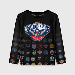 Лонгслив детский New Orleans Pelicans 1, цвет: 3D-принт