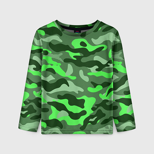 Детский лонгслив CAMOUFLAGE GREEN / 3D-принт – фото 1