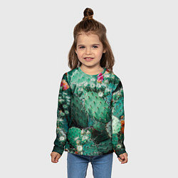Лонгслив детский Кактусы с цветами реализм, цвет: 3D-принт — фото 2