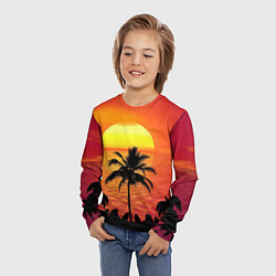 Лонгслив детский Пальмы на фоне моря, цвет: 3D-принт — фото 2
