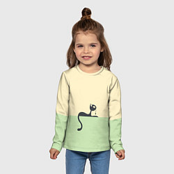 Лонгслив детский Чёрный кот на ярком фоне, цвет: 3D-принт — фото 2