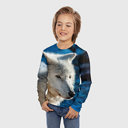 Лонгслив детский Волк на черном фоне, цвет: 3D-принт — фото 2