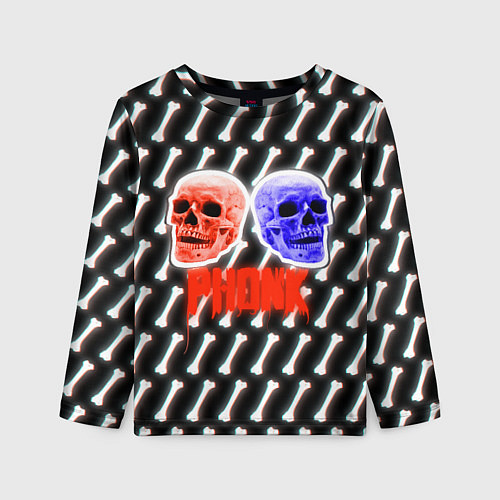 Детский лонгслив Phonk ФОНК Черепа / 3D-принт – фото 1