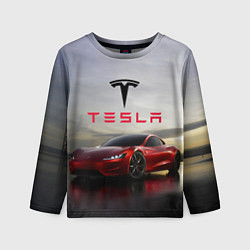 Детский лонгслив Tesla Roadster