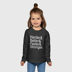 Лонгслив детский HarderBetterFasterStronger, цвет: 3D-принт — фото 2