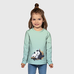 Лонгслив детский Акварельные панды, цвет: 3D-принт — фото 2