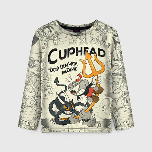 Детский лонгслив Cuphead and Devil / 3D-принт – фото 1