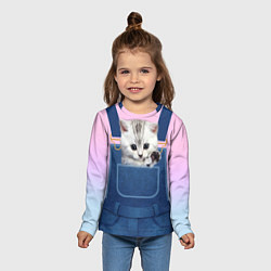 Лонгслив детский Котенок в кармане, цвет: 3D-принт — фото 2