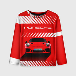 Лонгслив детский PORSCHE ПОРШЕ RED STYLE, цвет: 3D-принт