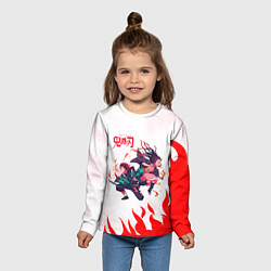 Лонгслив детский Танджиро и Незуко в огне, цвет: 3D-принт — фото 2