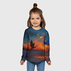 Лонгслив детский Прибрежный закат, цвет: 3D-принт — фото 2