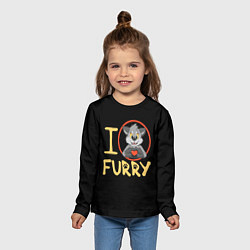 Лонгслив детский I love furry, цвет: 3D-принт — фото 2