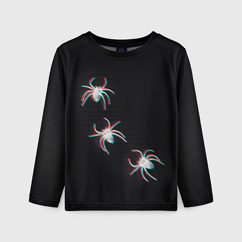 Детский лонгслив ПАУКИ ГЛИТЧ GLITCH SPIDERS / 3D-принт – фото 1