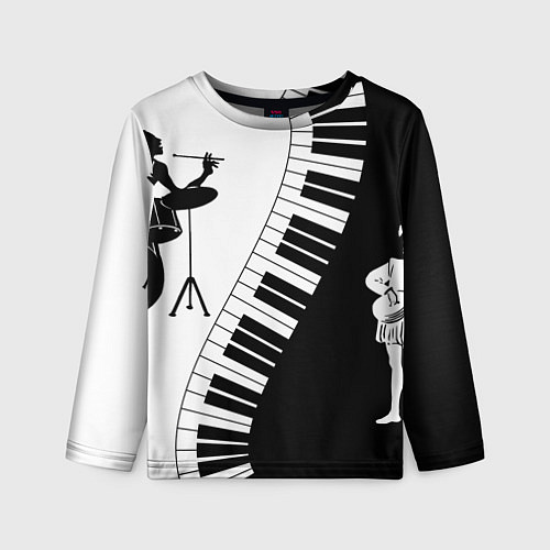 Детский лонгслив Черно Белое пианино / 3D-принт – фото 1