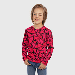 Лонгслив детский Красно-черный полигональный, цвет: 3D-принт — фото 2