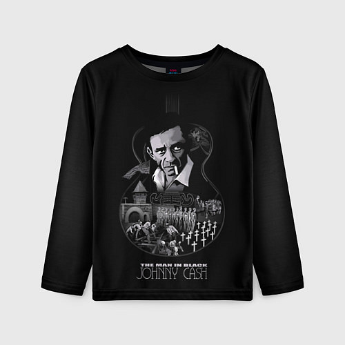 Детский лонгслив JOHNNY CASH / 3D-принт – фото 1