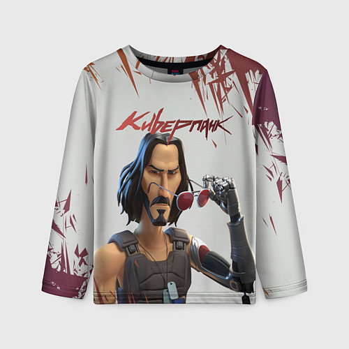 Детский лонгслив КИАНУ РИВЗ КИБЕРПАНК Z / 3D-принт – фото 1