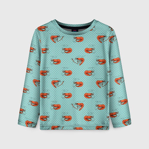 Детский лонгслив Креветки паттерн / 3D-принт – фото 1