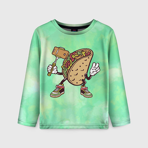 Детский лонгслив Тако делает сэлфи / 3D-принт – фото 1