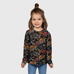 Лонгслив детский Цветочный модный узор, цвет: 3D-принт — фото 2