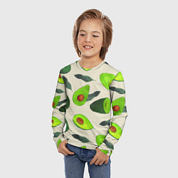 Лонгслив детский Авокадо - фруктовый паттерн, цвет: 3D-принт — фото 2