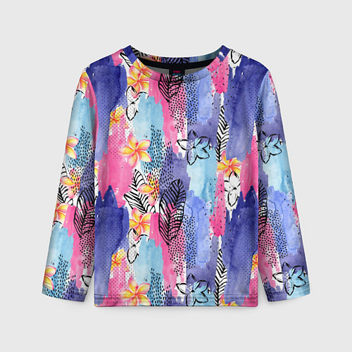 Детский лонгслив Осенний паттерн / 3D-принт – фото 1