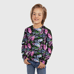 Лонгслив детский Чудесные фрезии на черном, цвет: 3D-принт — фото 2