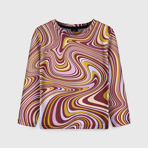 Детский лонгслив Красно-золотые разводы красок паттерн / 3D-принт – фото 1