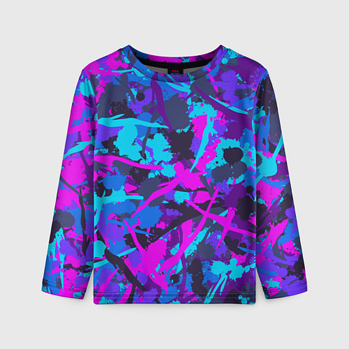Детский лонгслив Неоновые кляксы / 3D-принт – фото 1