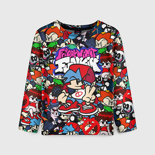 Детский лонгслив FRIDAY NIGHT FUNKIN ВСЕ ПЕРСОНАЖИ / 3D-принт – фото 1