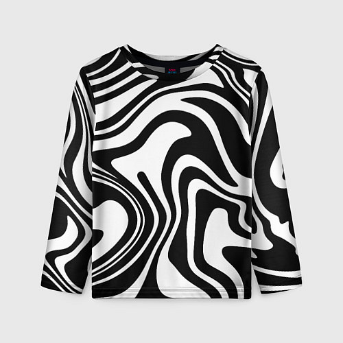 Детский лонгслив Черно-белые полосы Black and white stripes / 3D-принт – фото 1