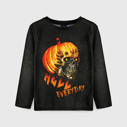 Детский лонгслив Helloween череп тыква scull pumkin / 3D-принт – фото 1