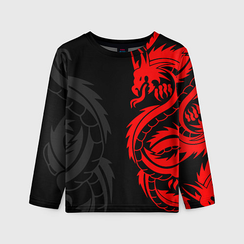 Детский лонгслив КРАСНЫЙ ДРАКОН ТАТУ RED DRAGON TATTOO / 3D-принт – фото 1