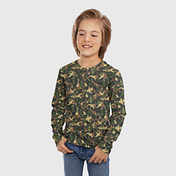 Лонгслив детский Птицы камуфляж, цвет: 3D-принт — фото 2