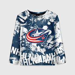 Лонгслив детский Коламбус Блю Джекетс, Columbus Blue Jackets, цвет: 3D-принт