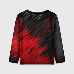 Лонгслив детский ЧЁРНО КРАСНЫЕ КРАСКИ RED BLACK STRIPES, цвет: 3D-принт