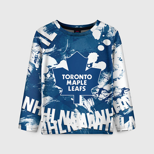 Детский лонгслив Торонто Мейпл Лифс, Toronto Maple Leafs / 3D-принт – фото 1