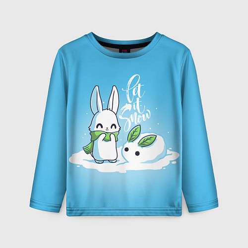Детский лонгслив Let it snow Зайчик и снежок / 3D-принт – фото 1