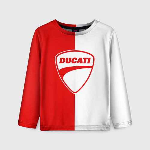 Детский лонгслив DUCATI WHITE RED STYLE LOGO / 3D-принт – фото 1