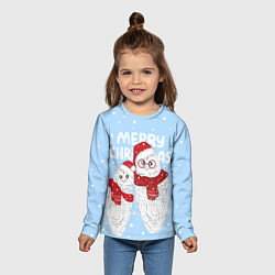 Лонгслив детский С Рождеством! Совы, цвет: 3D-принт — фото 2