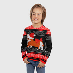Лонгслив детский Новогодний корги Новый Год, цвет: 3D-принт — фото 2