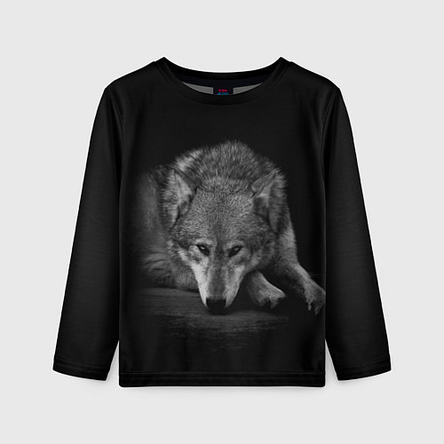 Детский лонгслив Волк, на черном фоне / 3D-принт – фото 1