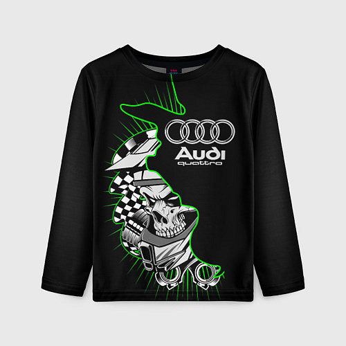 Детский лонгслив Audi quattro череп / 3D-принт – фото 1